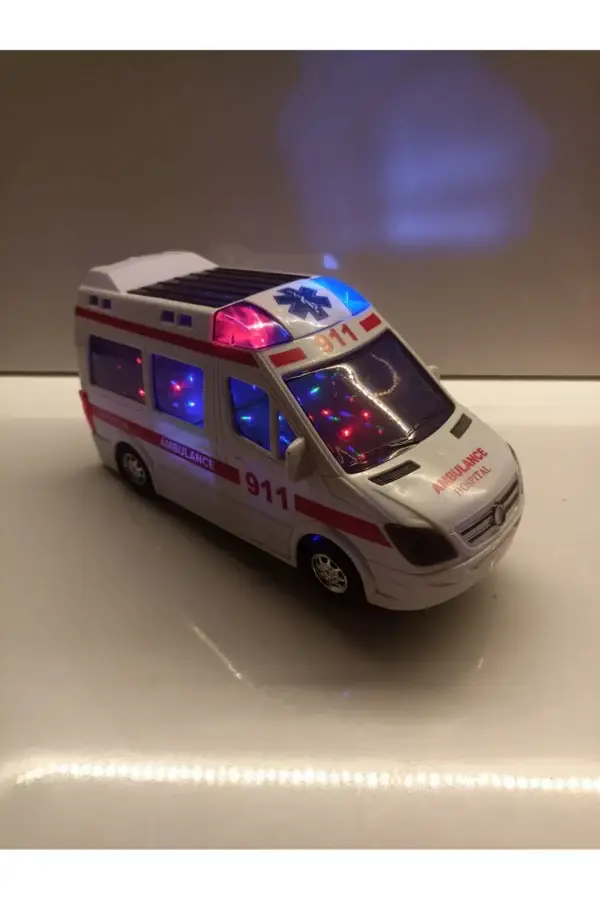 Oyuncak Ambulans Sesli Işıklı Kendi Gezer 21 cm Büyük Boydur - Görsel 6