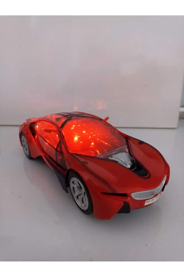 Işıklı Çarpıp Dönen Sesli Müzikli Kırmızı Araba Büyük Boy 25 cm - Görsel 2