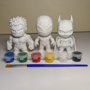 3 ADET SÜPER KAHRAMANLAR BOYAMA ETKİNLİĞİ 9 CM BOYA VE FIRÇA DAHİLDİR PLASTİKTİR