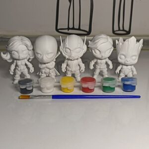 5 ADET KARAKTER Deadpol ve Arkadaşları Boyama Etkinliği boya ve fırça dahildir PLASTİK 7 CM