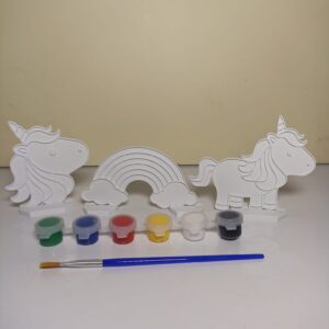 UNİCORN GÖKKUŞAĞI BOYAMA ETKİNLİĞİ 6-9 cm 6 LI BOYA VE FIRÇA DAHİLDİR PLASTİKTİR