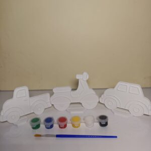 ARAÇ BOYAMA ETKİNLİĞİ 3 adet 8-10 cm 6 LI BOYA VE FIRÇA DAHİLDİR PLASTİKTİR