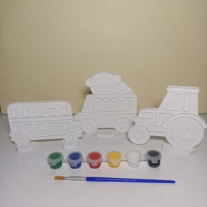 ARABA BOYAMA ETKİNLİĞİ 3 adet 9-11 cm 6 LI BOYA VE FIRÇA DAHİLDİR PLASTİKTİR