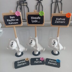 9 Parça Sevimli Kahve Yanı Dekorasyon Bi Kahve 15 cm Plastiktir