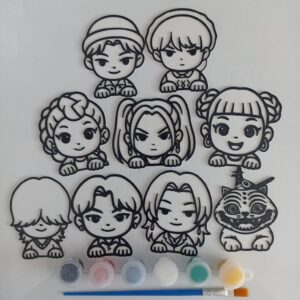 Kpop Demon Hunters Rumi, Mira & Zoey ve Arkadaşlar Boyama Etkinliği 11 Parça Boya Fırça Dahildir